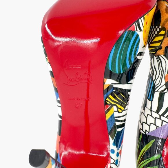Christian Louboutin Hot Chick 100 Printed Patent Sapeur Pumps Heels Size 37 US 7 - Picture 13 of 14